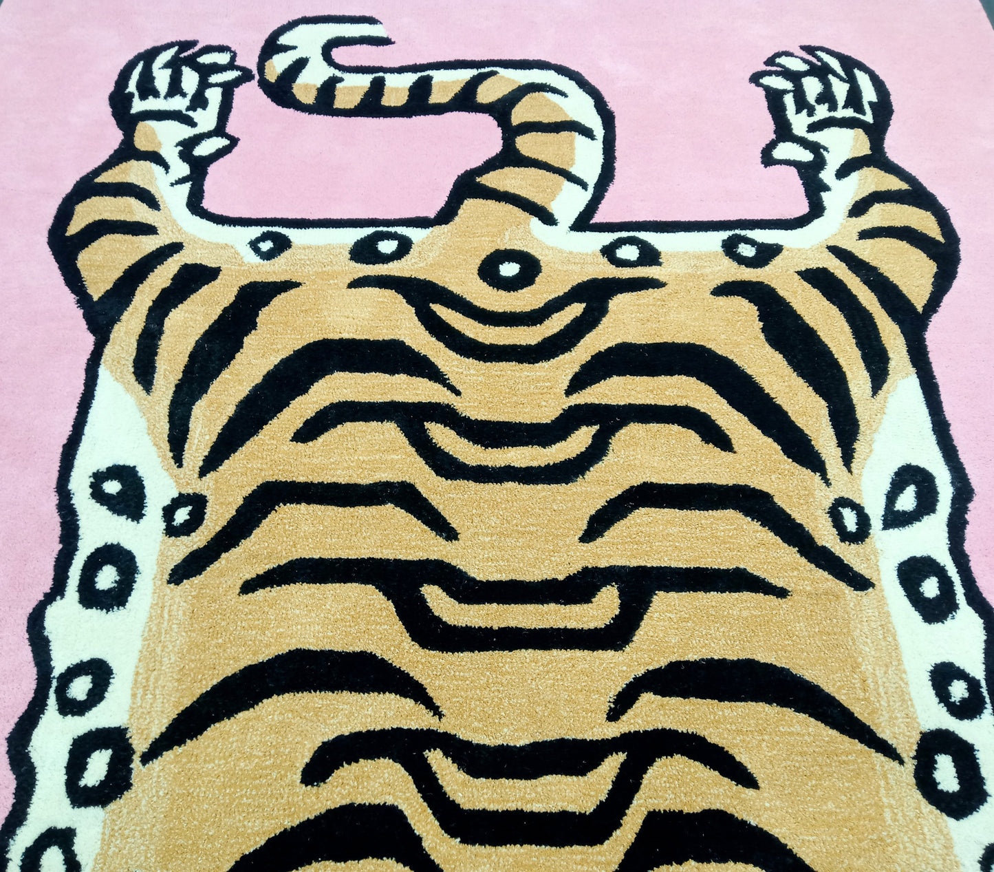 Pink Tibetan Tiger Hand Tufted Rug, Cut Pile Rug, Area Rug, Handmade Rugs, Kids Rug, Customize Rug, Soft Rugs.