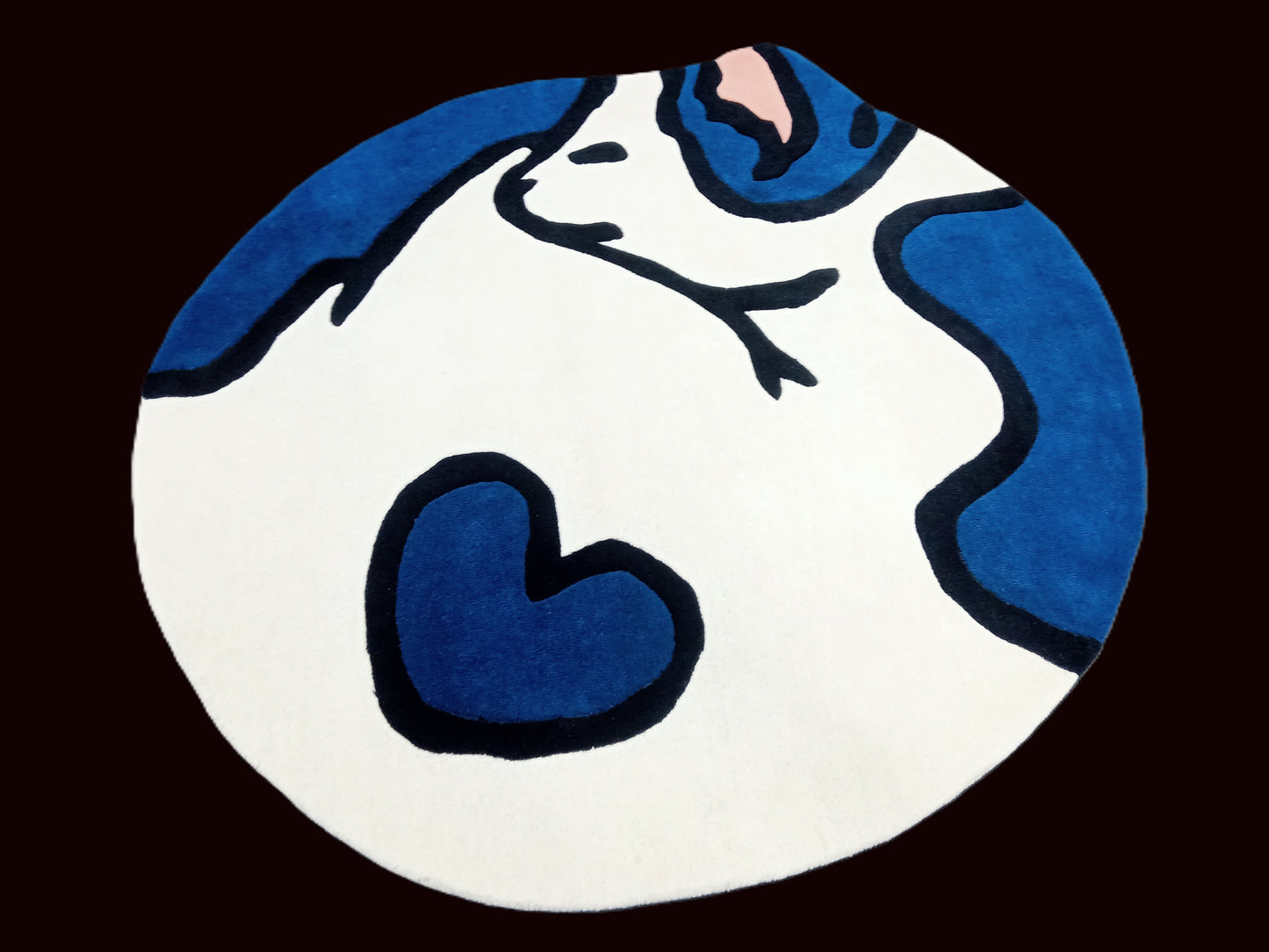Blue Cat Multi Color Round Hand Tufted Rugs, Cat Print Design Rug, Cut Pile Rug, Handmade Rugs, Kids Rug, Area Rug, Customize Rug, Soft Rugs.
