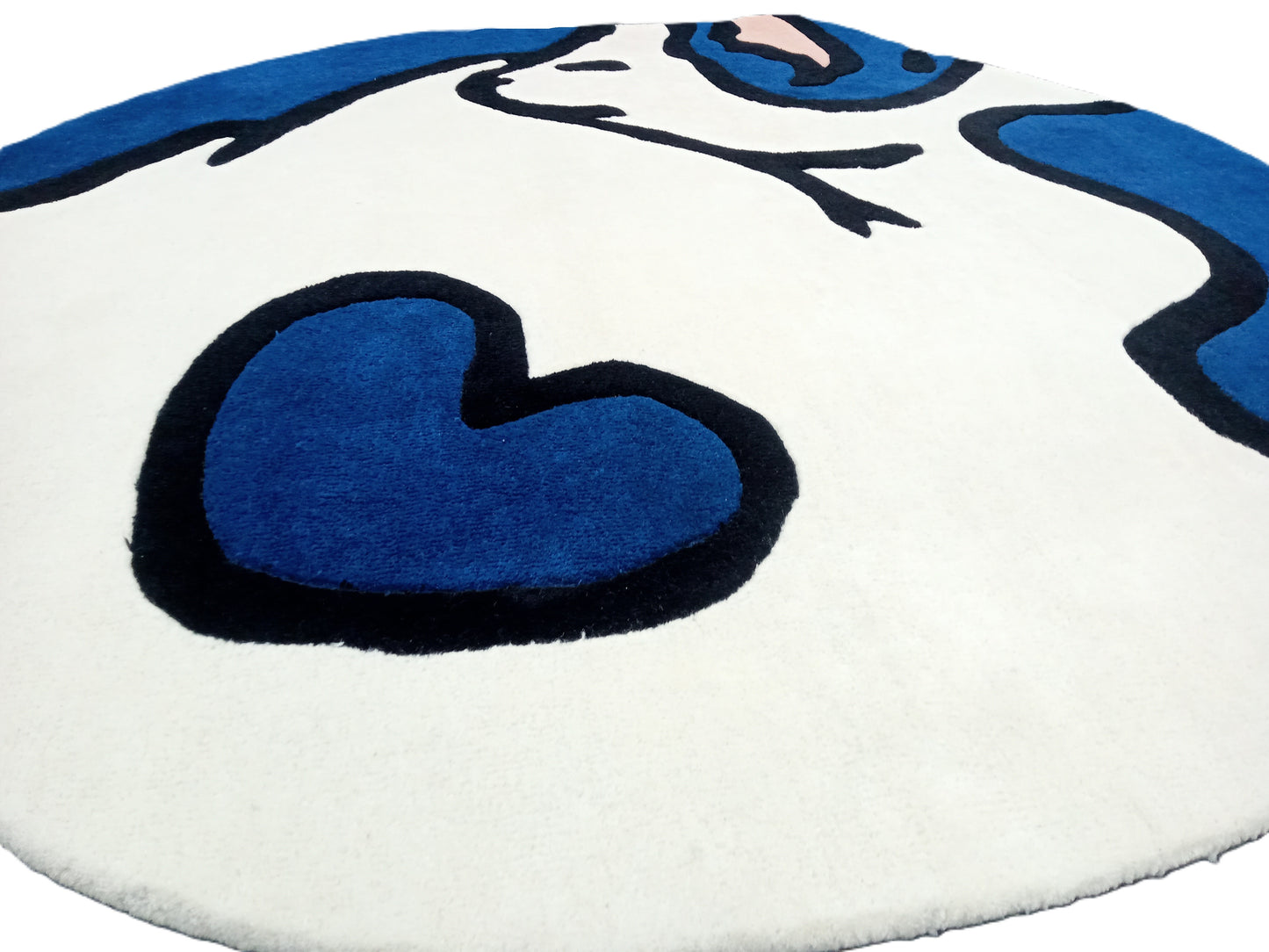 Blue Cat Multi Color Round Hand Tufted Rugs, Cat Print Design Rug, Cut Pile Rug, Handmade Rugs, Kids Rug, Area Rug, Customize Rug, Soft Rugs.