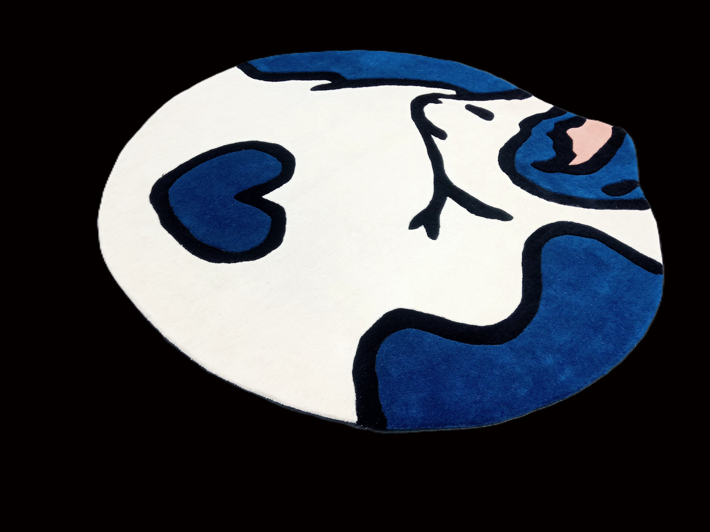 Blue Cat Multi Color Round Hand Tufted Rugs, Cat Print Design Rug, Cut Pile Rug, Handmade Rugs, Kids Rug, Area Rug, Customize Rug, Soft Rugs.