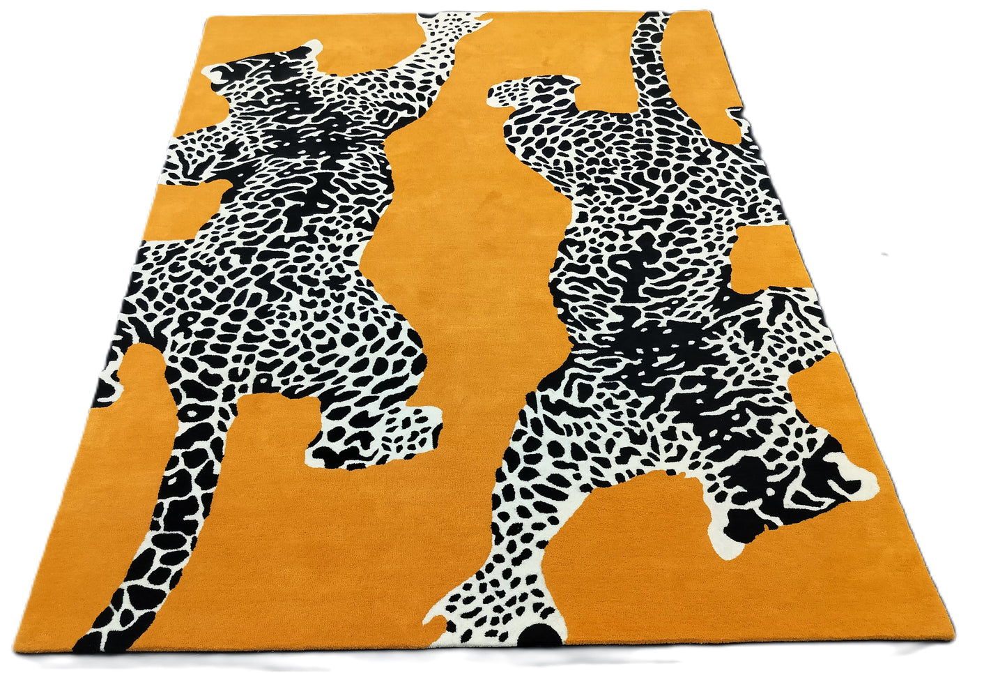 Orange Double Climbing Leopard Hand Tufted Rug, Cut Pile Rug, Area Rug, Handmade Rugs, Kids Rug, Customize Rug, Soft Rugs.