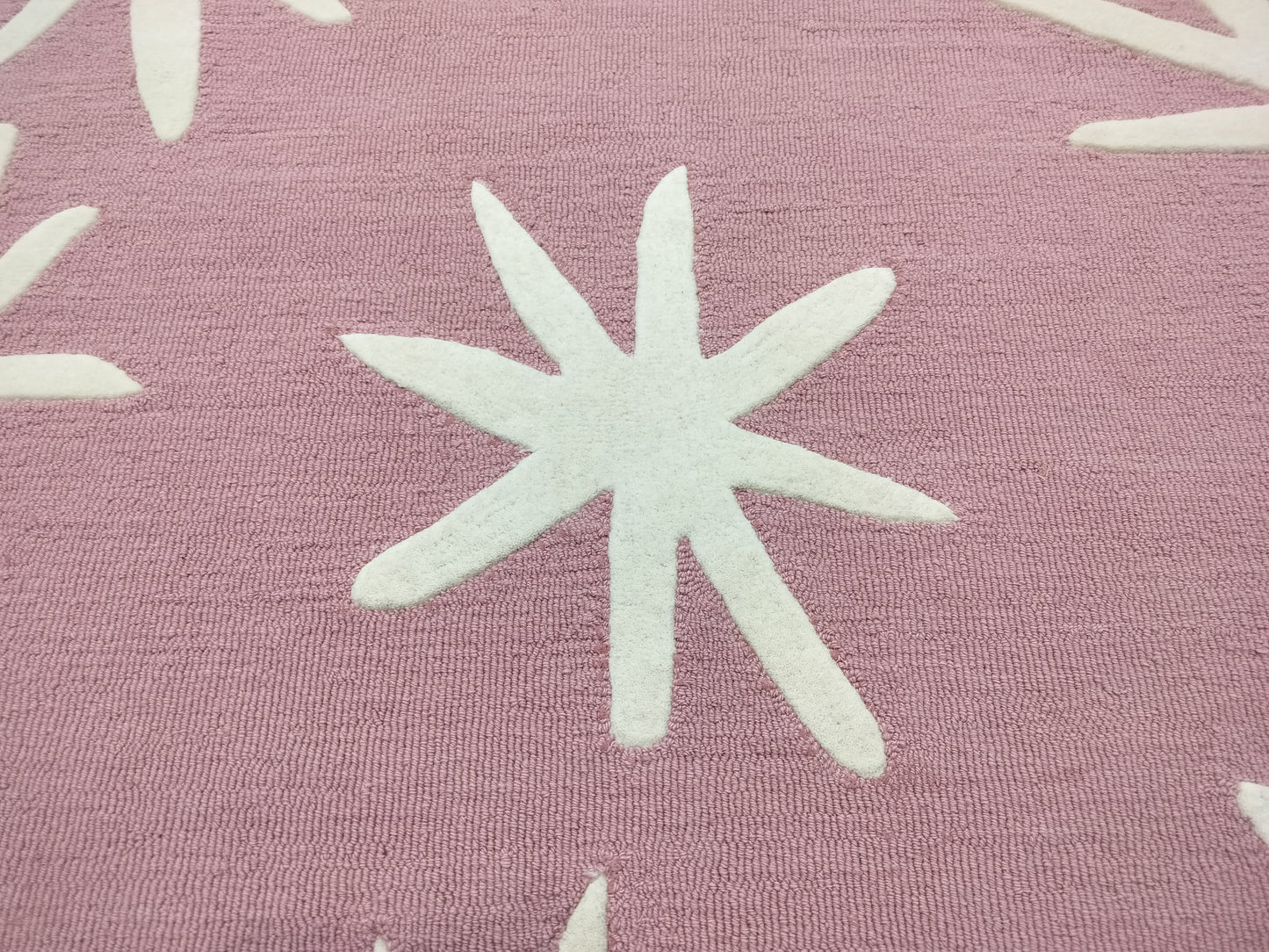 Pink Multi White Star Hand Tufted Rug, Loop-Cut Pile Rug, Area Rug, Handmade Rugs, Kids Rug, Area Rug, Customize Rug, Soft Rugs.