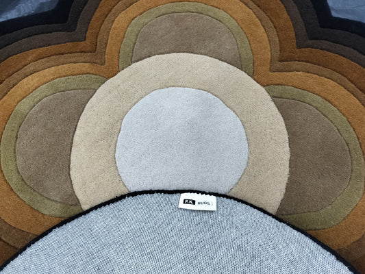 Shaped Floral Multi Color Round Hand Tufted Rugs, Shaped Floral Print Design Rug, Cut Pile Rug, Handmade Rugs, Kids Rug, Area Rug, Customize Rug, Soft Rugs.