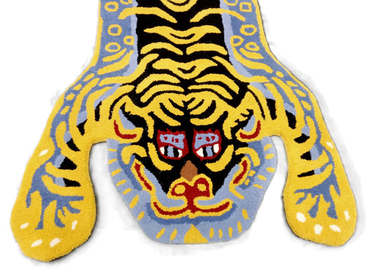Gold Tiger Shaped Hand Tufted Rug, Cut Pile Rug, Area Rug, Handmade Rugs, Kids Rug, Customize Rug, Soft Rugs.