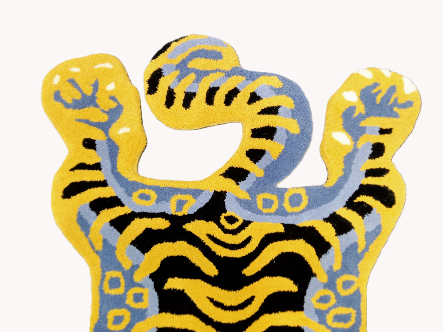 Gold Tiger Shaped Hand Tufted Rug, Cut Pile Rug, Area Rug, Handmade Rugs, Kids Rug, Customize Rug, Soft Rugs.