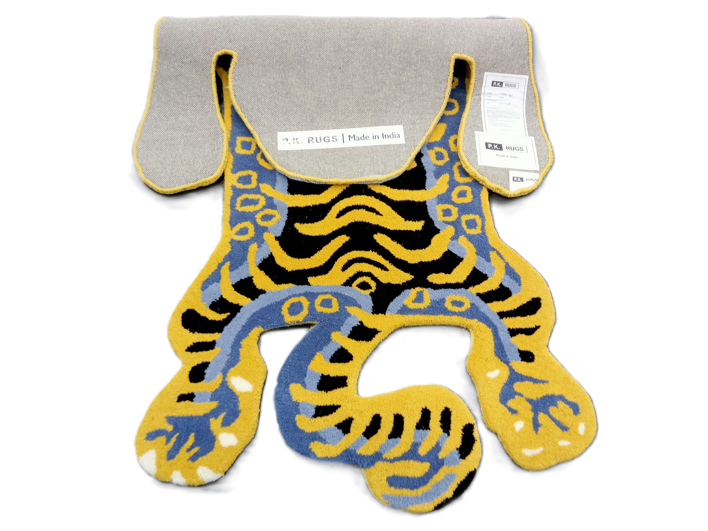 Gold Tiger Shaped Hand Tufted Rug, Cut Pile Rug, Area Rug, Handmade Rugs, Kids Rug, Customize Rug, Soft Rugs.