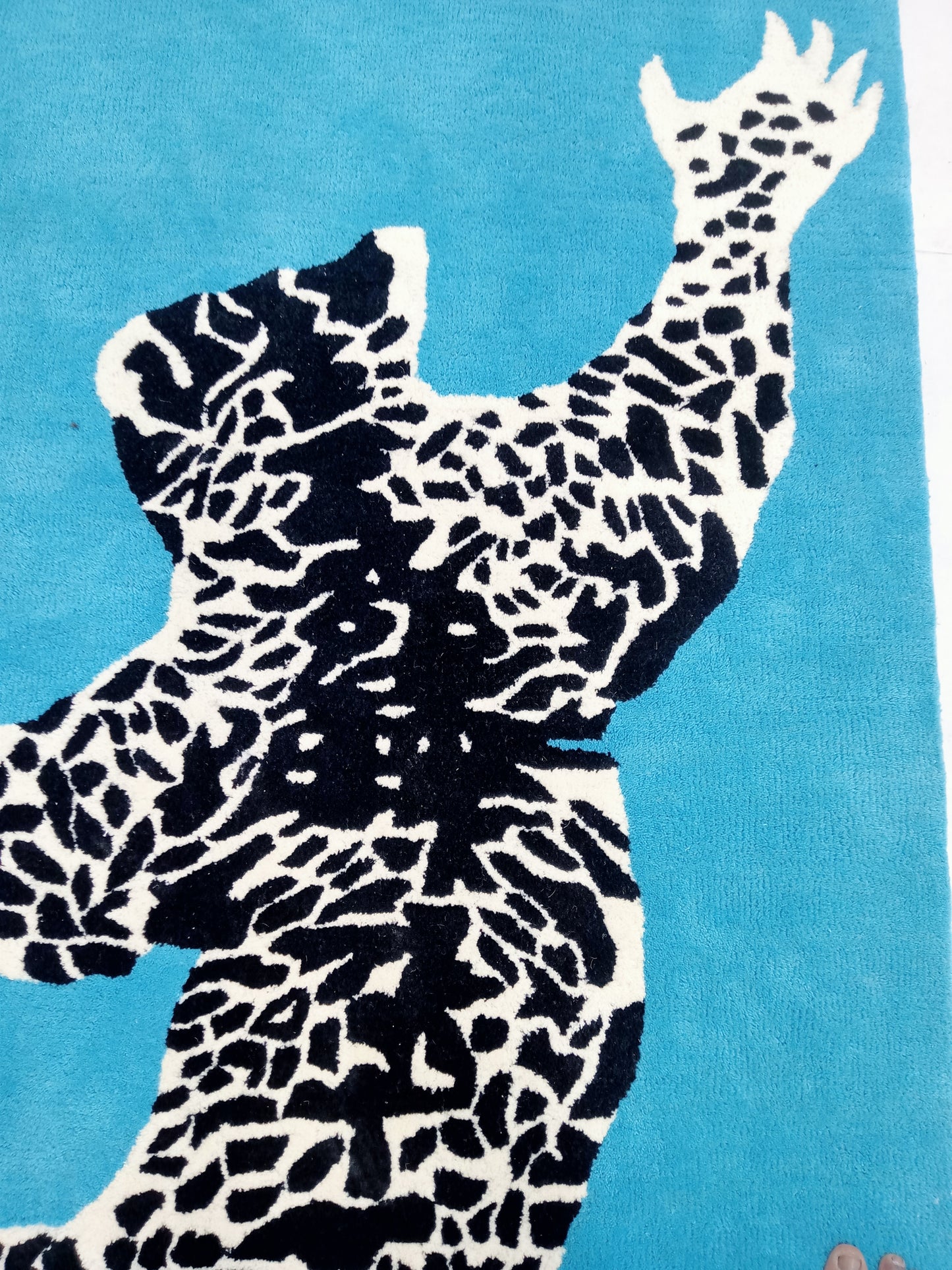 Blue Climbing Leopard Print Hand Tufted Rug, Cut Pile Rug, Area Rug, Handmade Rugs, Kids Rug, Customize Rug, Soft Rugs.