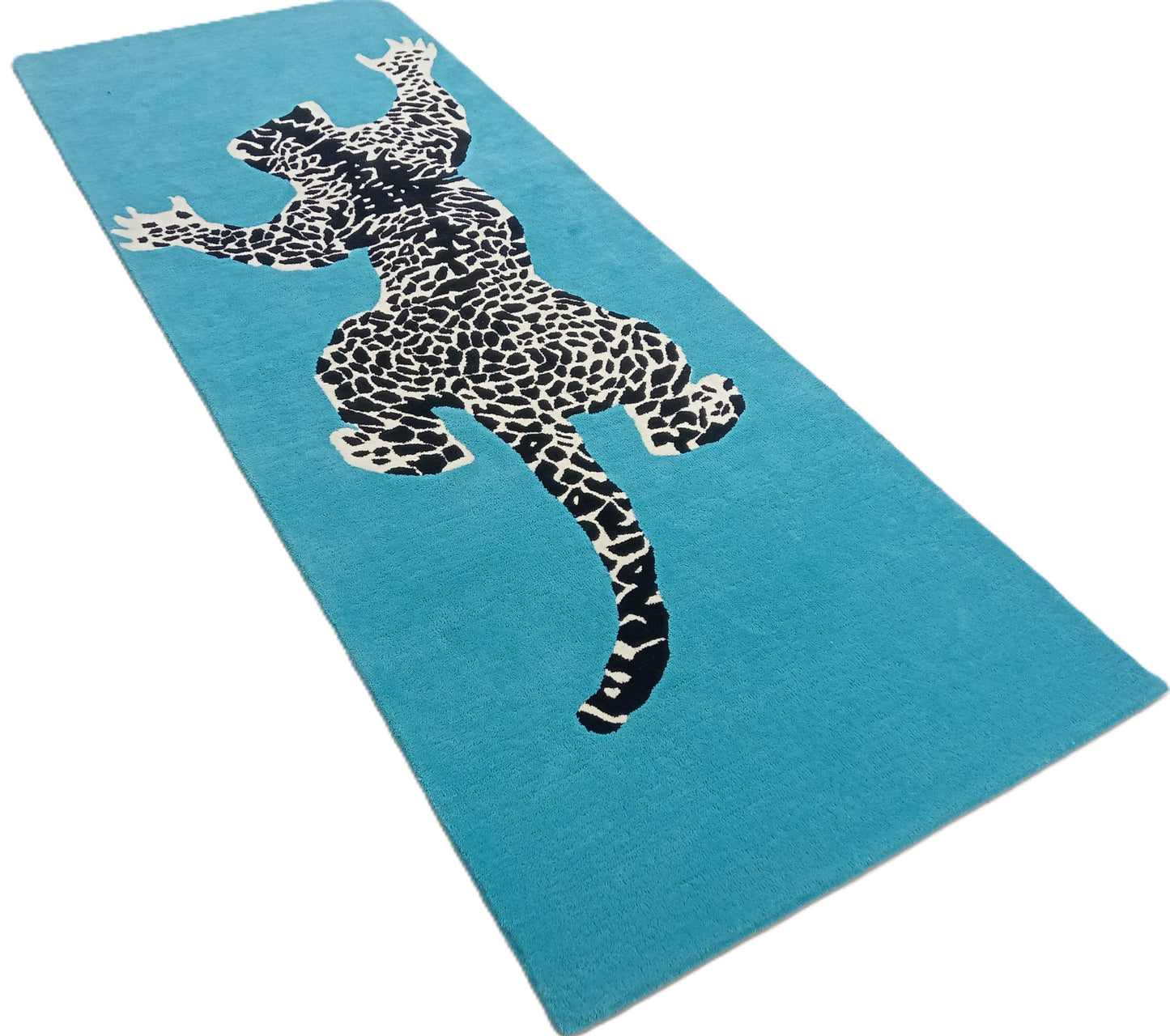 Blue Climbing Leopard Print Hand Tufted Rug, Cut Pile Rug, Area Rug, Handmade Rugs, Kids Rug, Customize Rug, Soft Rugs.