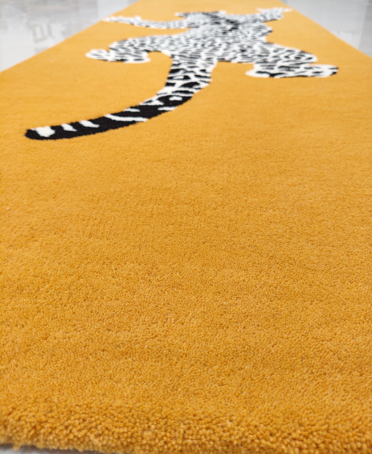 Orange Climbing Leopard Print Hand Tufted Rug, Cut Pile Rug, Area Rug, Handmade Rugs, Kids Rug, Customize Rug, Soft Rugs.