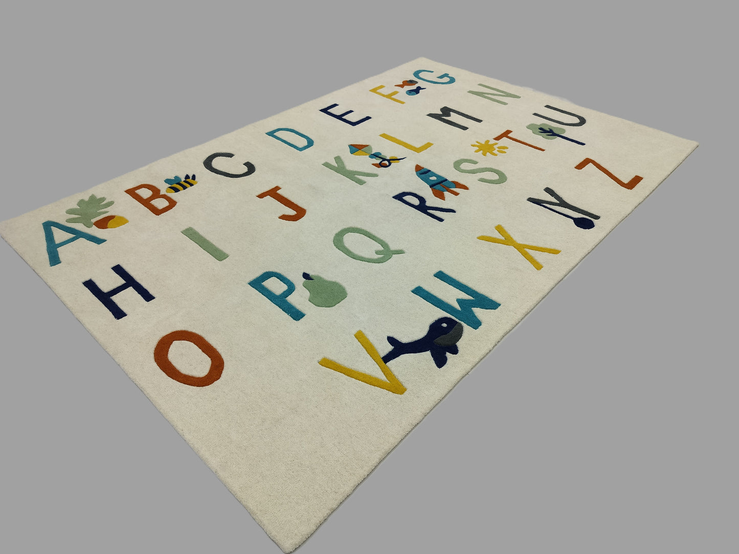 Multi Color Alphabet Hand Tufted Rug, Cut Pile Rug, Area Rug, Handmade Rugs, Kids Rug, Customize Rug, Soft Rug.