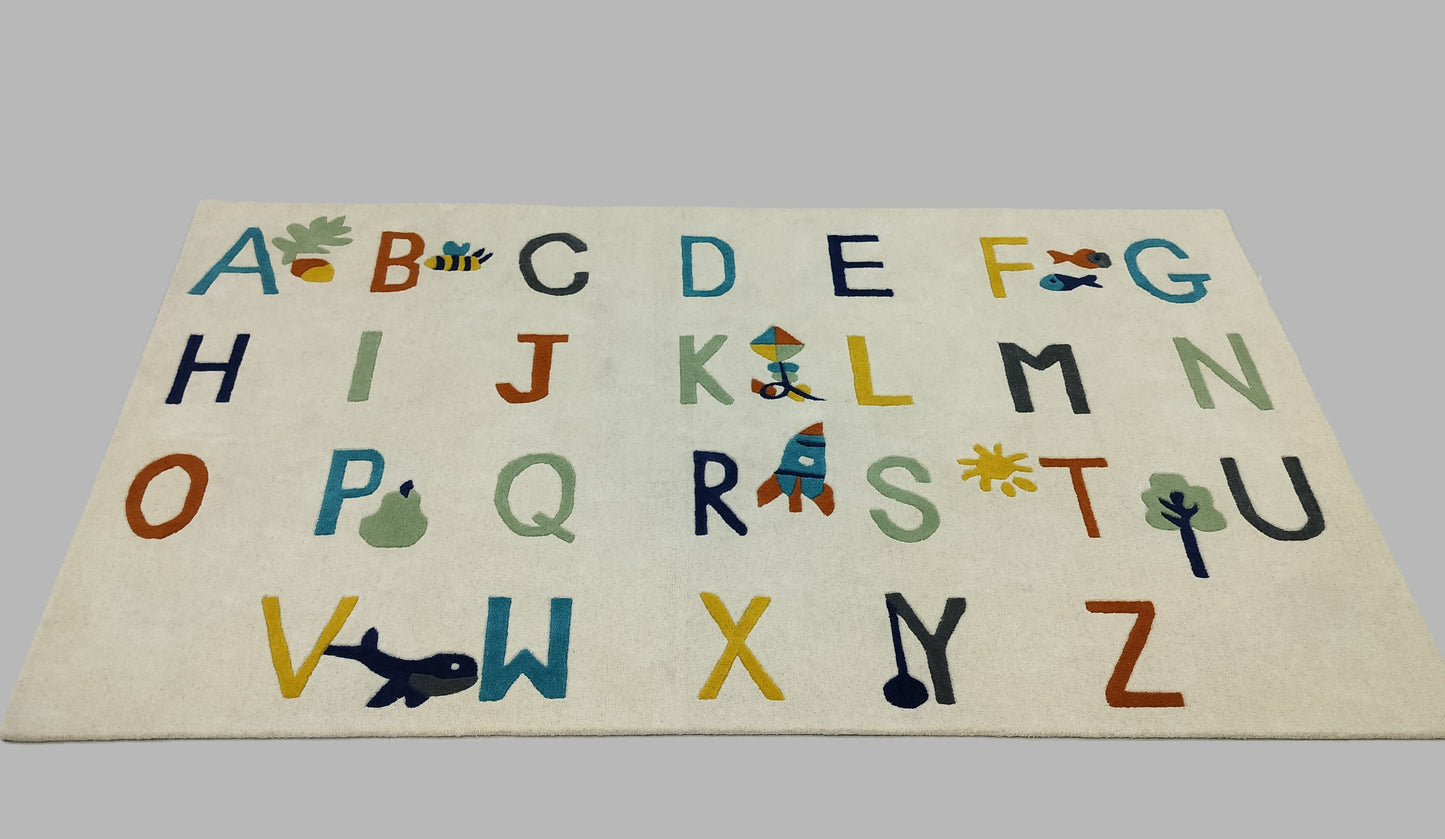 Multi Color Alphabet Hand Tufted Rug, Cut Pile Rug, Area Rug, Handmade Rugs, Kids Rug, Customize Rug, Soft Rug.