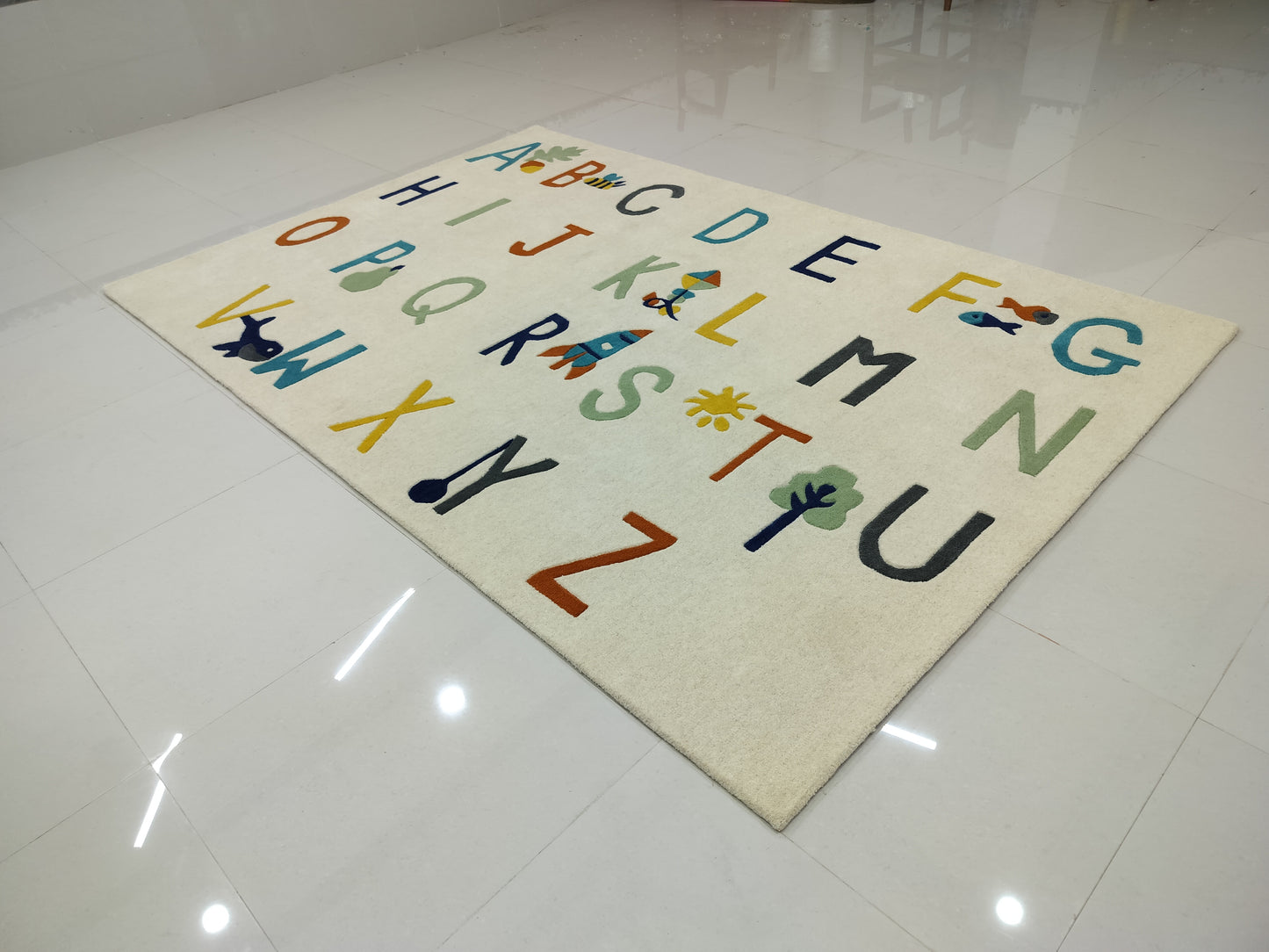 Multi Color Alphabet Hand Tufted Rug, Cut Pile Rug, Area Rug, Handmade Rugs, Kids Rug, Customize Rug, Soft Rug.