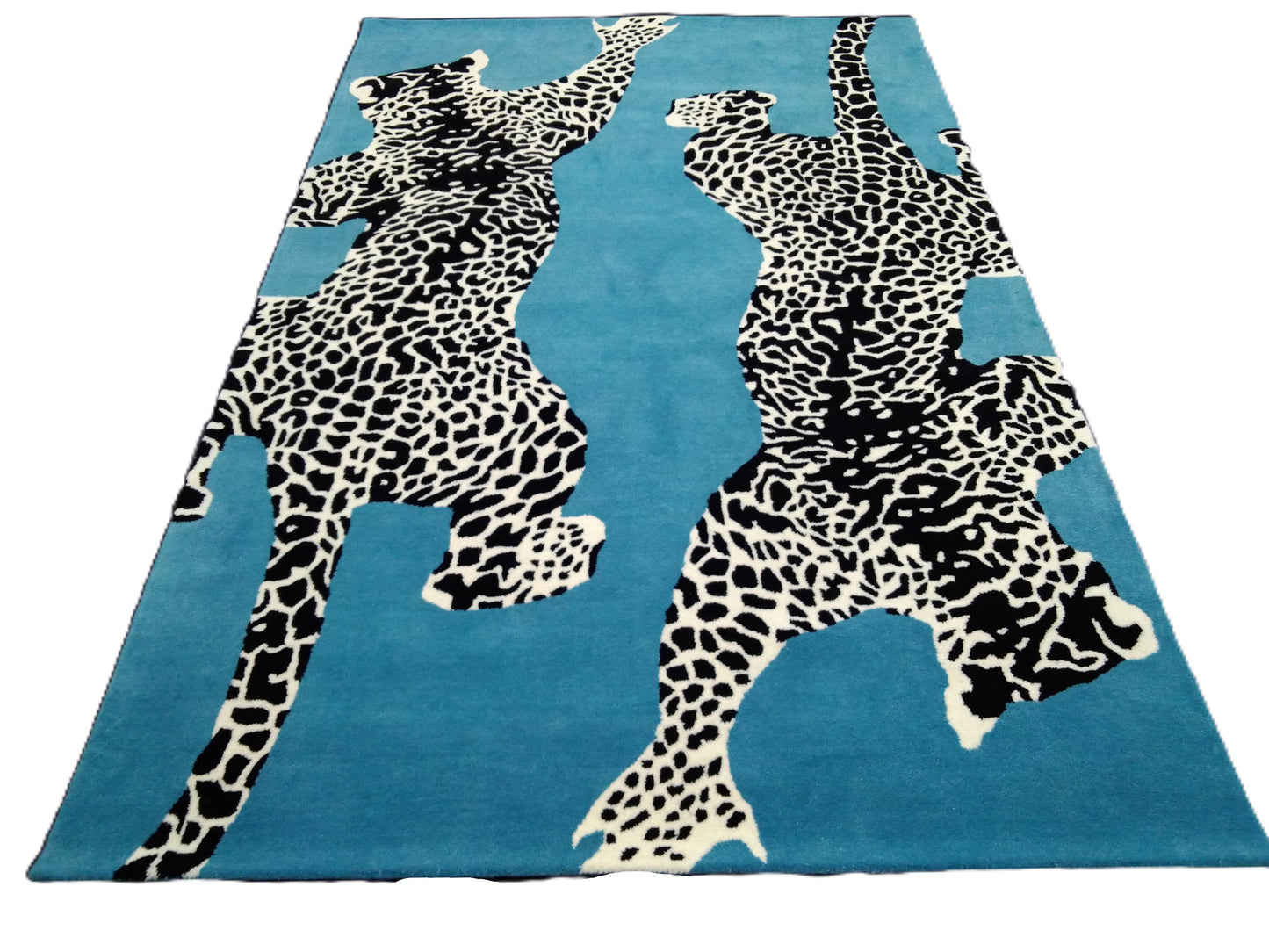 Blue Double Climbing Leopard Hand Tufted Rug, Cut Pile Rug, Area Rug, Handmade Rugs, Kids Rug, Customize Rug, Soft Rugs.