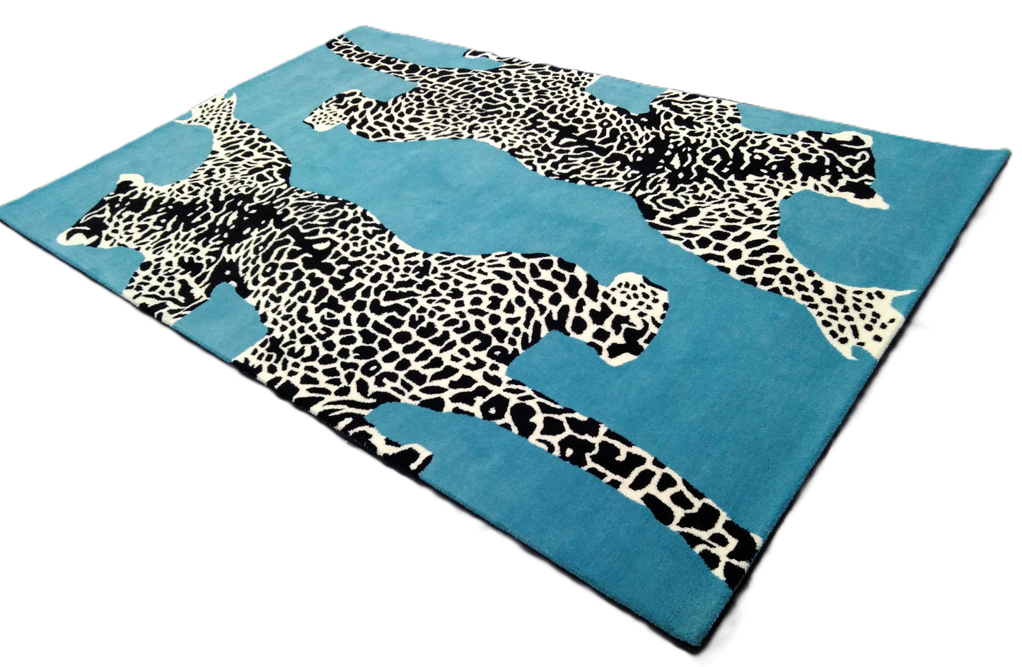 Blue Double Climbing Leopard Hand Tufted Rug, Cut Pile Rug, Area Rug, Handmade Rugs, Kids Rug, Customize Rug, Soft Rugs.