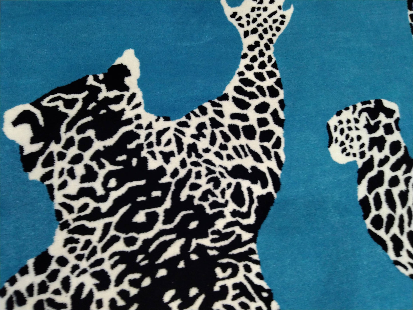 Blue Double Climbing Leopard Hand Tufted Rug, Cut Pile Rug, Area Rug, Handmade Rugs, Kids Rug, Customize Rug, Soft Rugs.