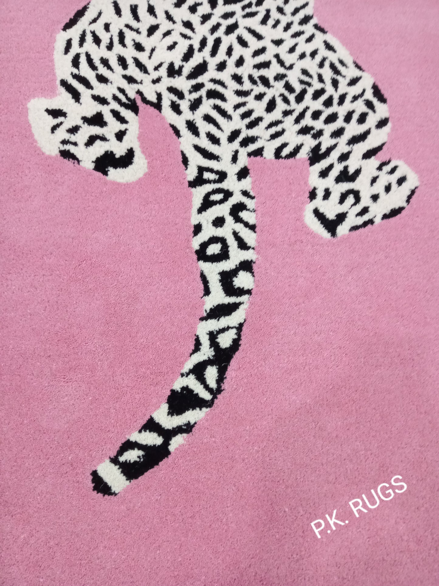 Pink Climbing Leopard Hand Tufted Rug, Cut Pile Rug, Area Rug, Handmade Rugs, Kids Rug, Customize Rug, Soft Rugs.