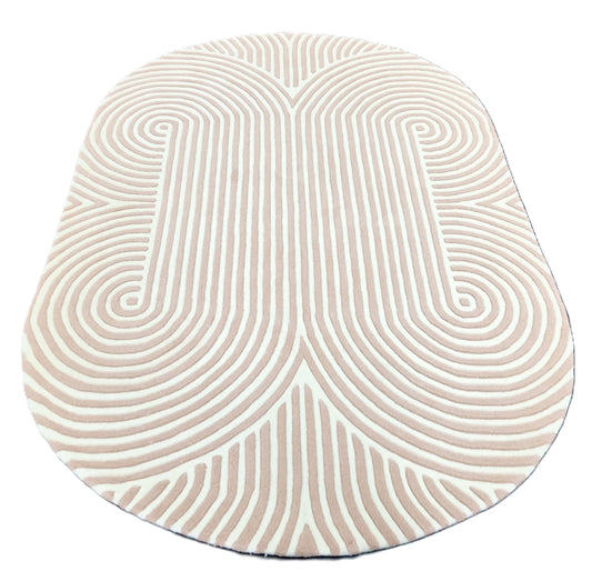 White Modern Striped Oval Hand Tufted Rug, Cut Pile Rug, Area Rug, Handmade Rugs, Kids Rug, Customize Rug, Soft Rug.